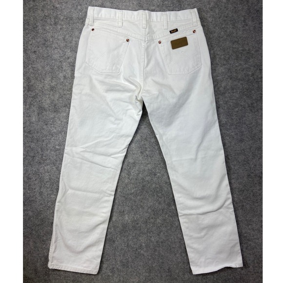 Wrangler Men's White Straight Leg Vintage Denim Jeans Size 33x32 90's - Picture 2 of 6
